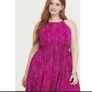 Torrid mock neck high low fit and flare dress